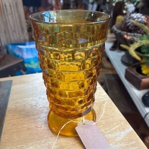 Amber Glass Tumbler - Elegant Home Kitchen Accessory cubist pattern Indian glass